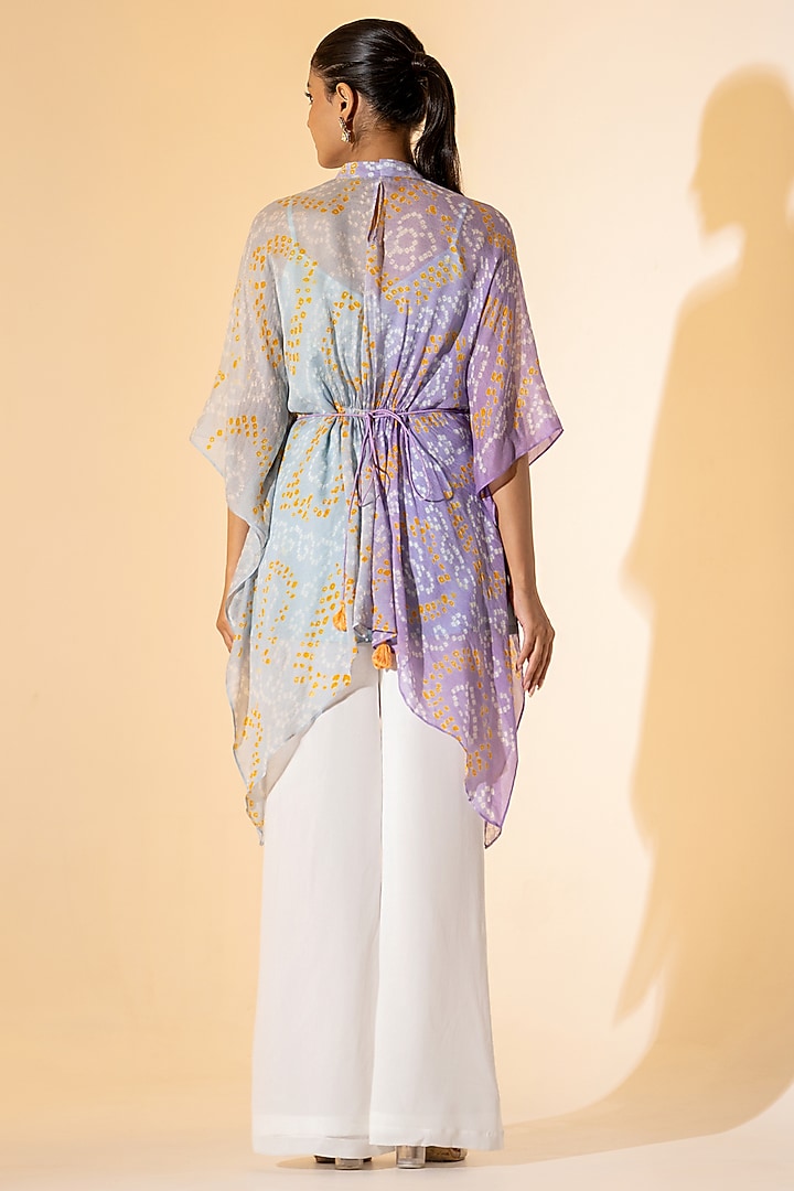 Lavender & White Georgette Leheriya Printed Co-Ord Set by K-ANSHIKA Jaipur at Pernia's Pop Up Shop