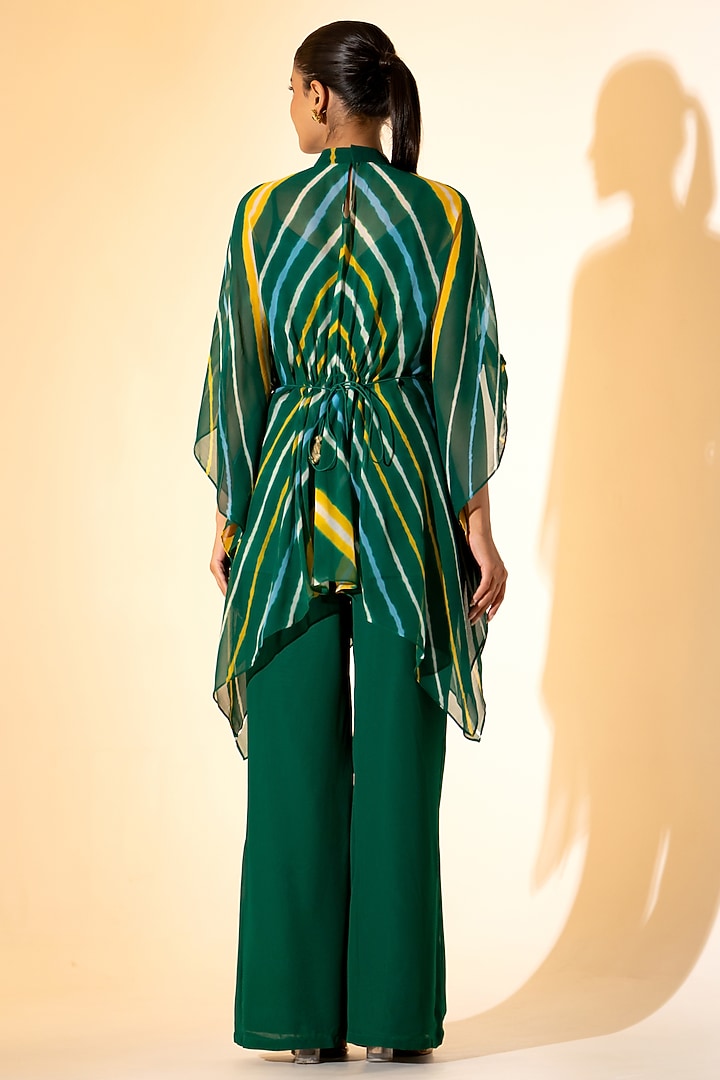 Green Georgette Leheriya Printed Co-Ord Set by K-ANSHIKA Jaipur at Pernia's Pop Up Shop