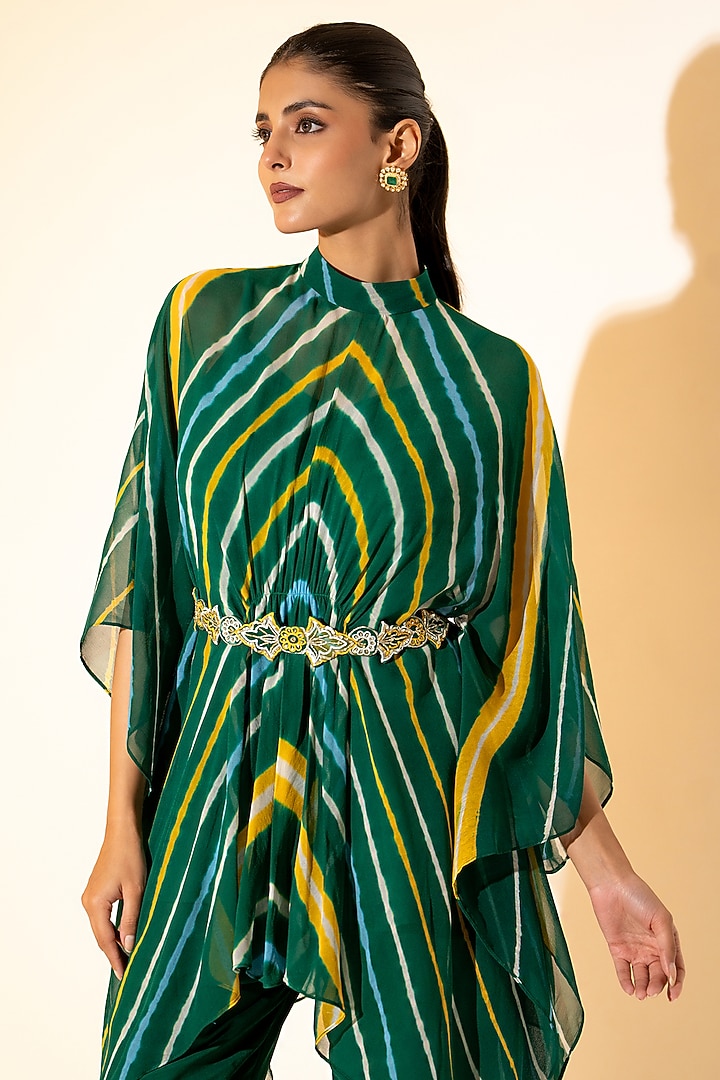 Green Georgette Leheriya Printed Co-Ord Set by K-ANSHIKA Jaipur at Pernia's Pop Up Shop