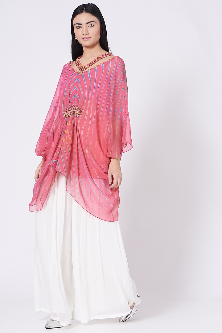 Blush Pink Sequins Embroidered Kaftan Set by K-ANSHIKA Jaipur