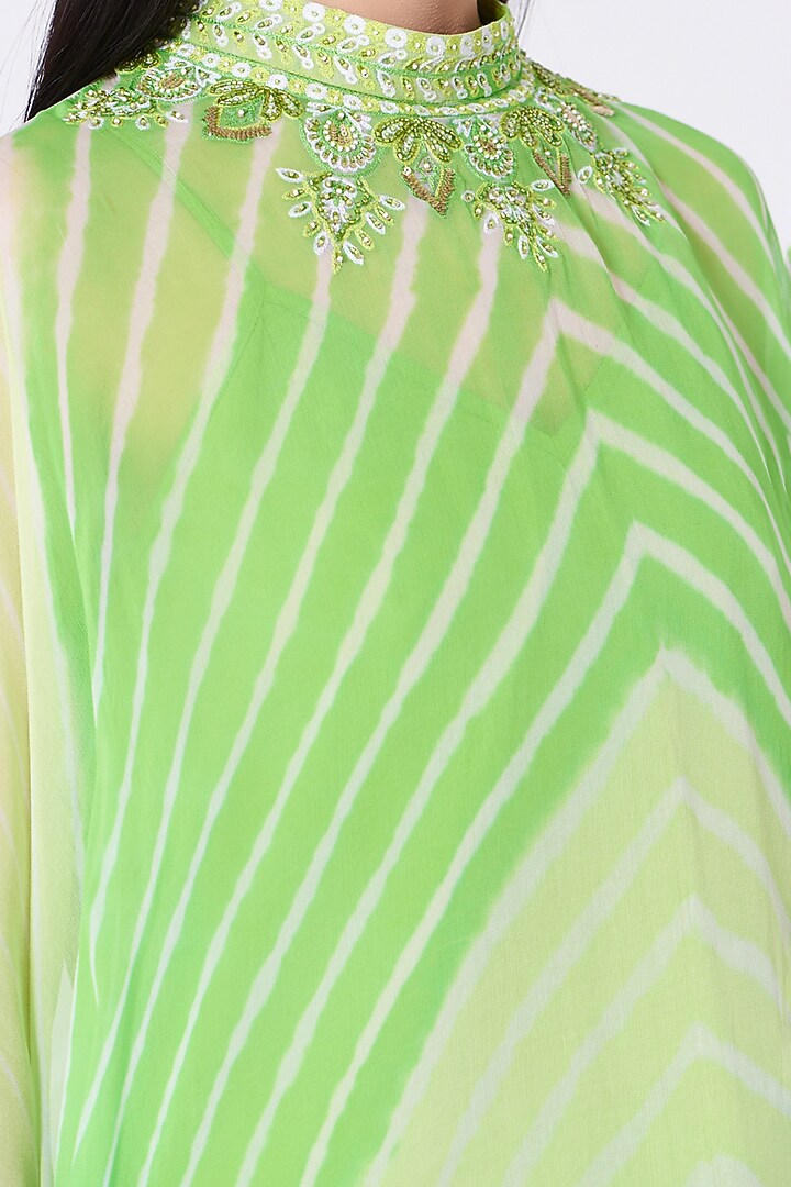 Lime Sequins Embroidered Kaftan Set by K-ANSHIKA Jaipur at Pernia's Pop Up Shop