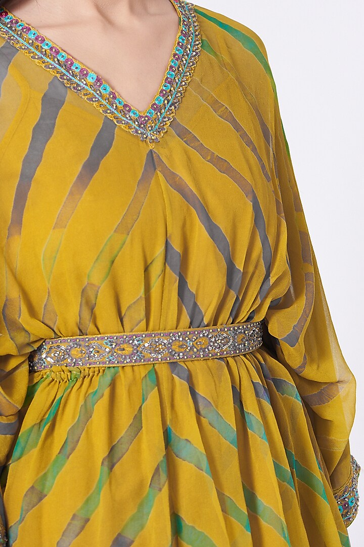 Mustard Tiered Lehenga Set by K-ANSHIKA Jaipur at Pernia's Pop Up Shop