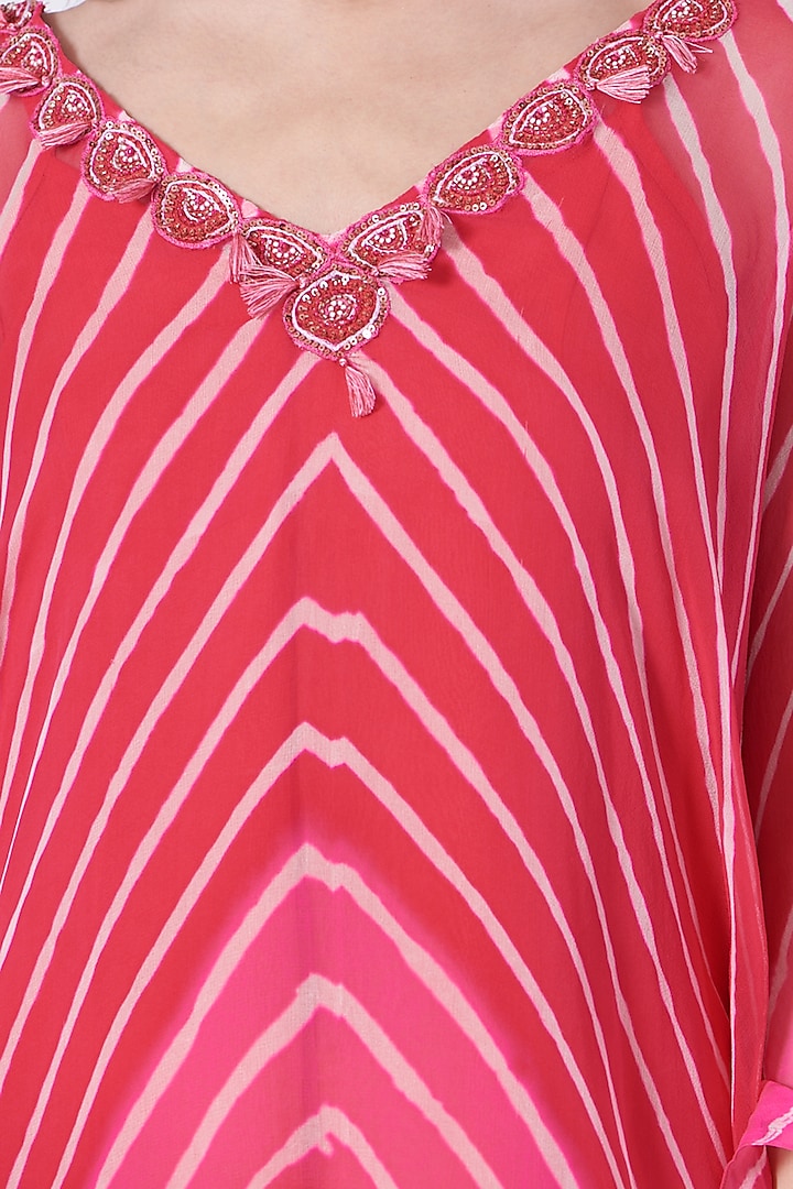 Pink Sequins Embroidered Kaftan Set by K-ANSHIKA Jaipur at Pernia's Pop Up Shop