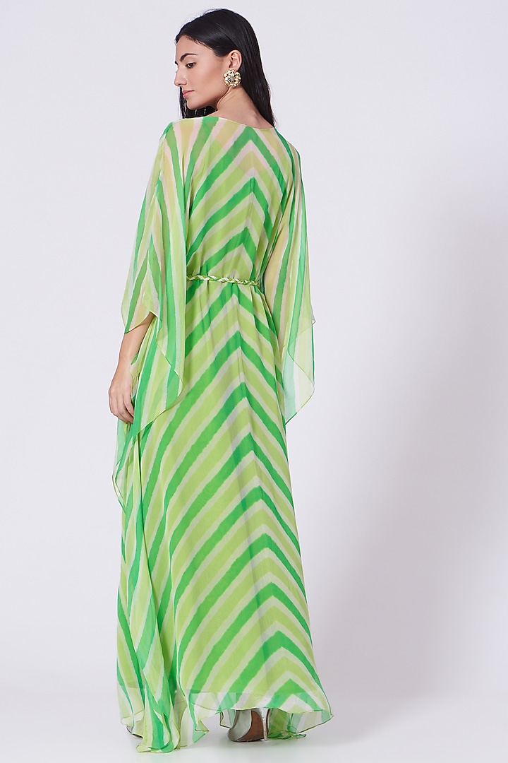 Lime Pure Georgette Embroidered Kaftan With Inner by K-ANSHIKA Jaipur at Pernia's Pop Up Shop