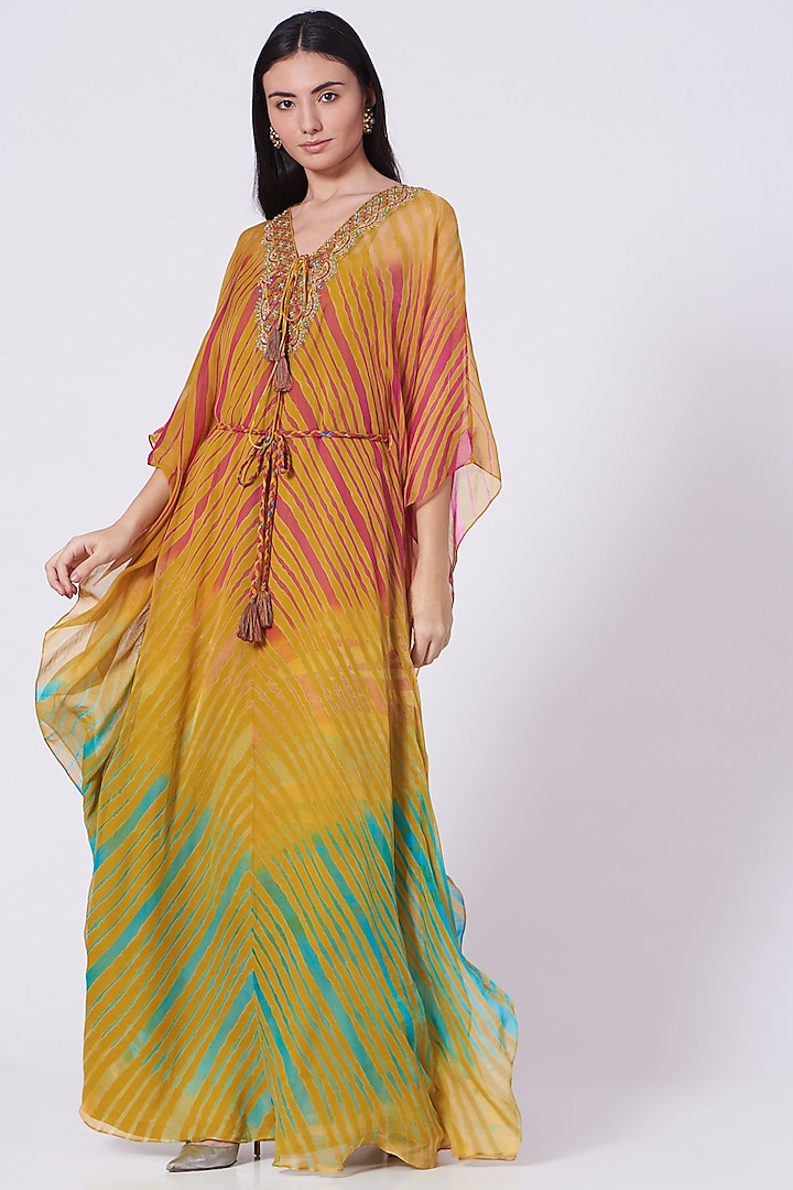 Multi- Colour Sequins Embroidered Kaftan by K-ANSHIKA Jaipur