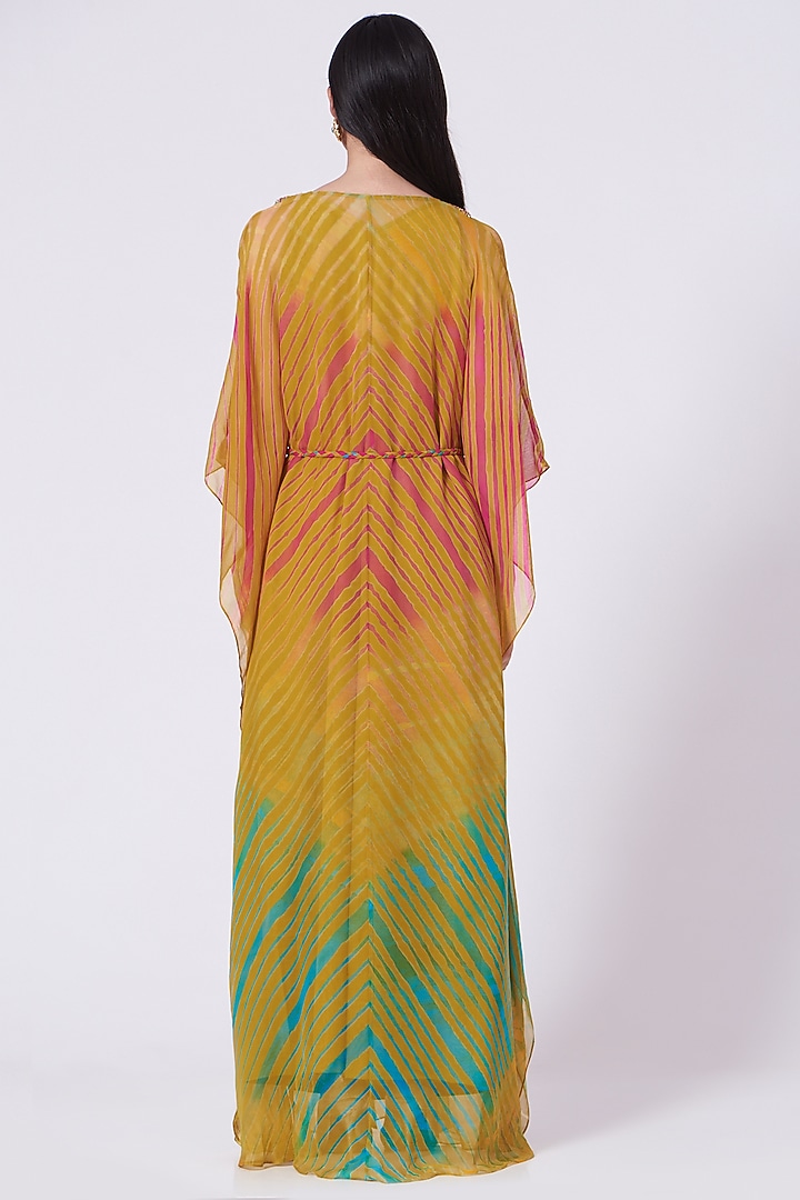 Multi- Colored Pure Georgette Sequins Embroidered Kaftan With Inner by K-ANSHIKA Jaipur at Pernia's Pop Up Shop
