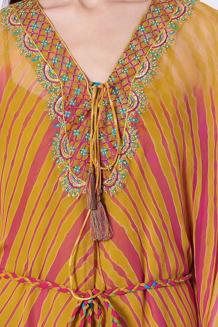Multi- Colored Pure Georgette Sequins Embroidered Kaftan With Inner by K-ANSHIKA Jaipur at Pernia's Pop Up Shop
