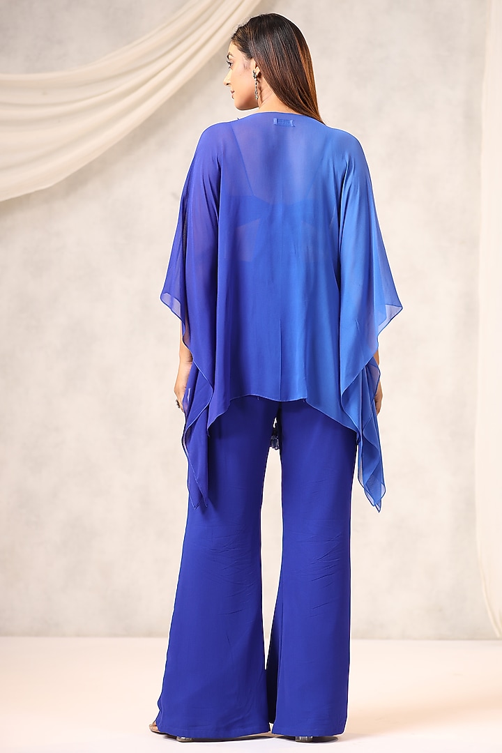 Blue Georgette Sequins Embroidered Jacket Set by K-ANSHIKA Jaipur at Pernia's Pop Up Shop