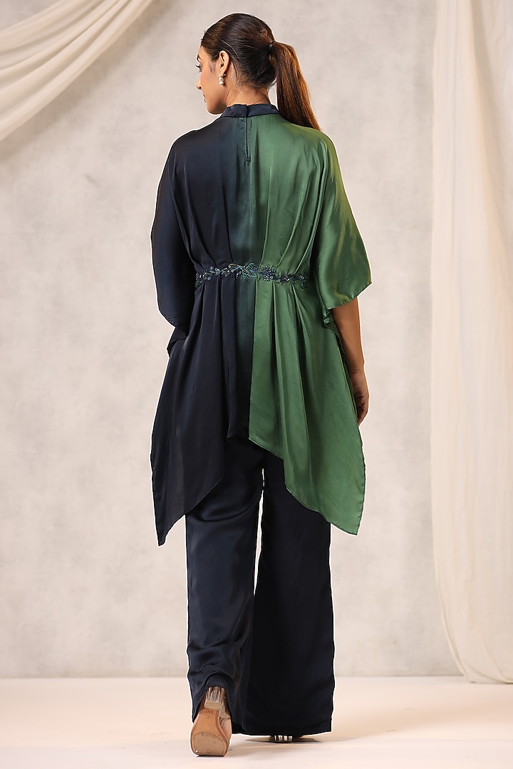 Blue & Green Georgette Sequins Embroidered Tunic Set by K-ANSHIKA Jaipur at Pernia's Pop Up Shop