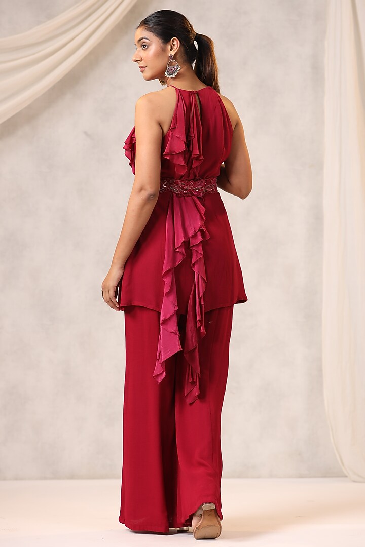 Pink Georgette Pant Set by K-ANSHIKA Jaipur at Pernia's Pop Up Shop