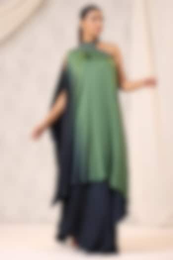 Blue & Green Georgette Dress by K-ANSHIKA Jaipur