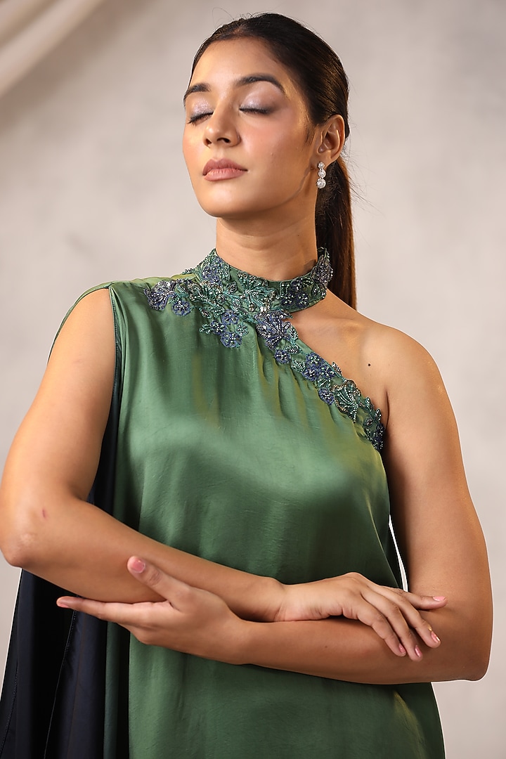 Blue & Green Georgette Vacation Dress by K-ANSHIKA Jaipur at Pernia's Pop Up Shop