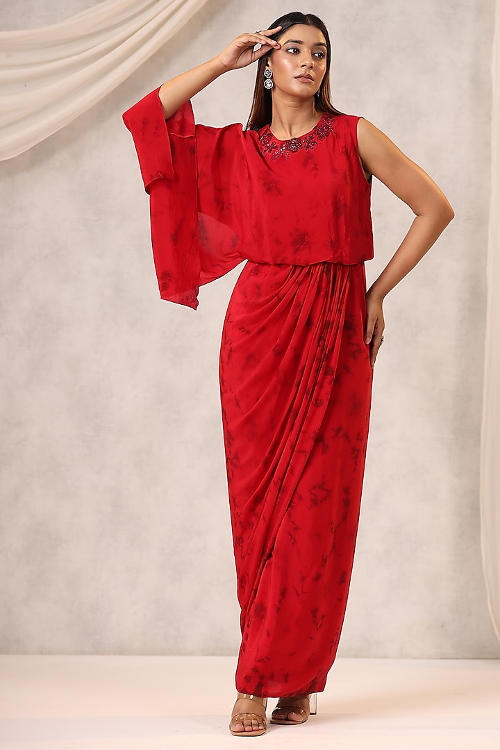Red Georgette Dress by K-ANSHIKA Jaipur