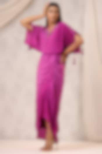 Purple Georgette Sequins Embroidered Dress by K-ANSHIKA Jaipur