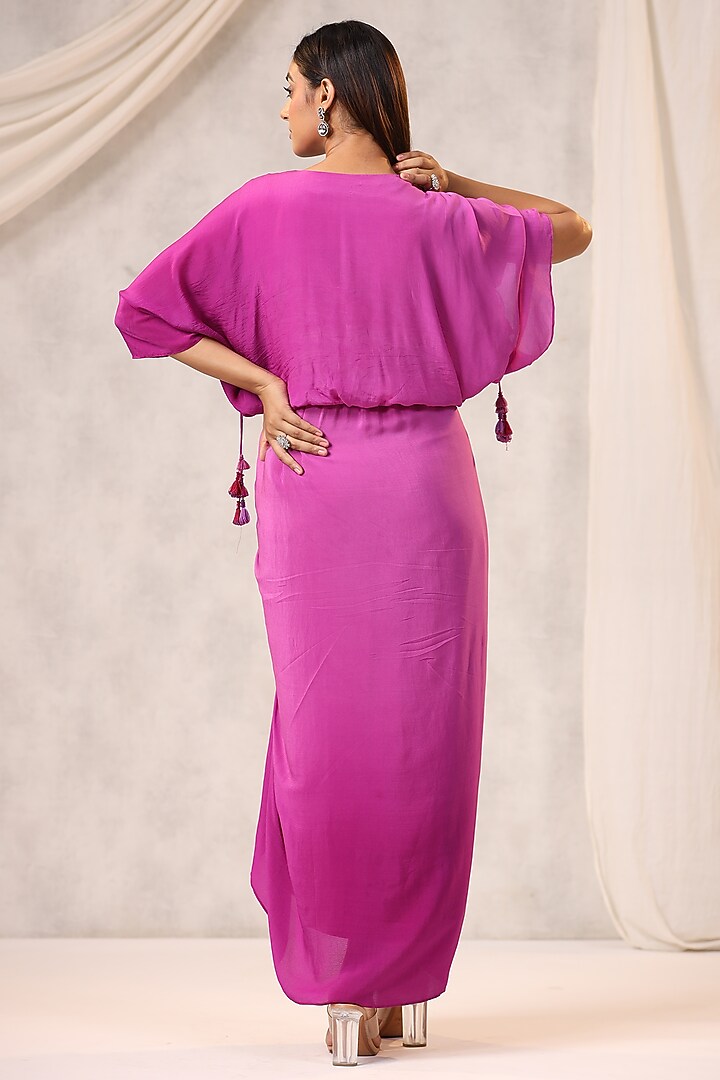 Pink Crepe Sequins Work Vacation Dress by K-ANSHIKA Jaipur at Pernia's Pop Up Shop