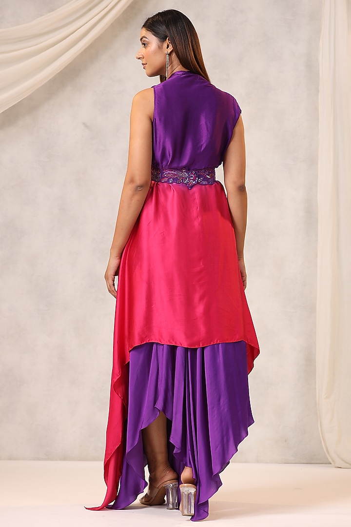 Pink & Purple Satin Jacket Set by K-ANSHIKA Jaipur at Pernia's Pop Up Shop