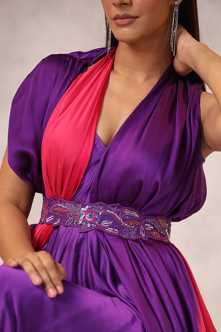 Pink & Purple Satin Jacket Set by K-ANSHIKA Jaipur at Pernia's Pop Up Shop