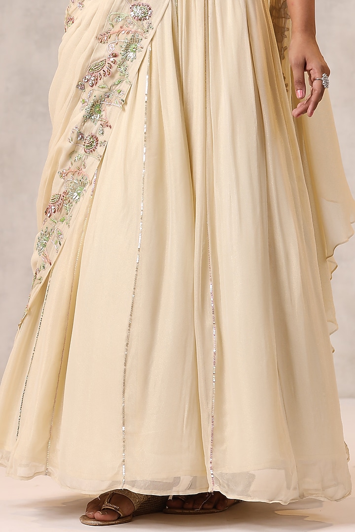 Off-White Georgette Jacket Wedding Lehenga Set by K-ANSHIKA Jaipur at Pernia's Pop Up Shop