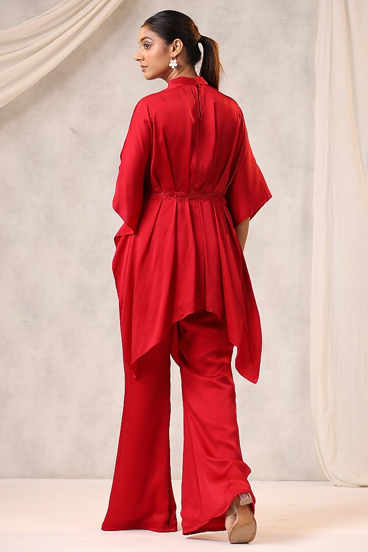Red Satin Tunic Set by K-ANSHIKA Jaipur at Pernia's Pop Up Shop