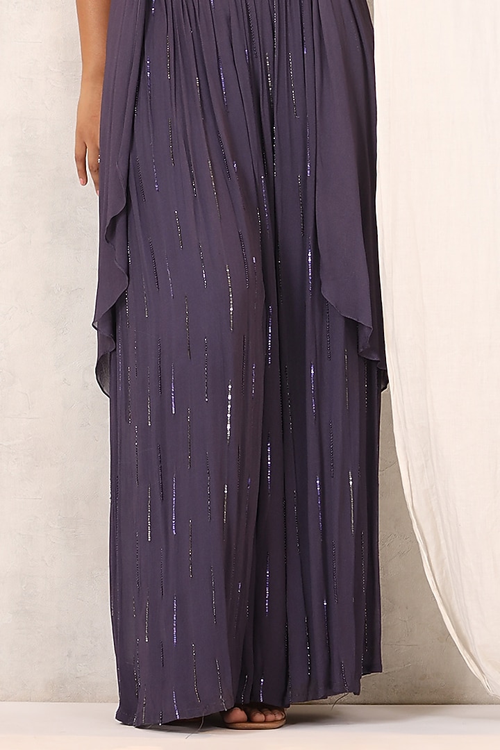 Wine Zero Net Sequins Embroidered Pant Set by K-ANSHIKA Jaipur at Pernia's Pop Up Shop