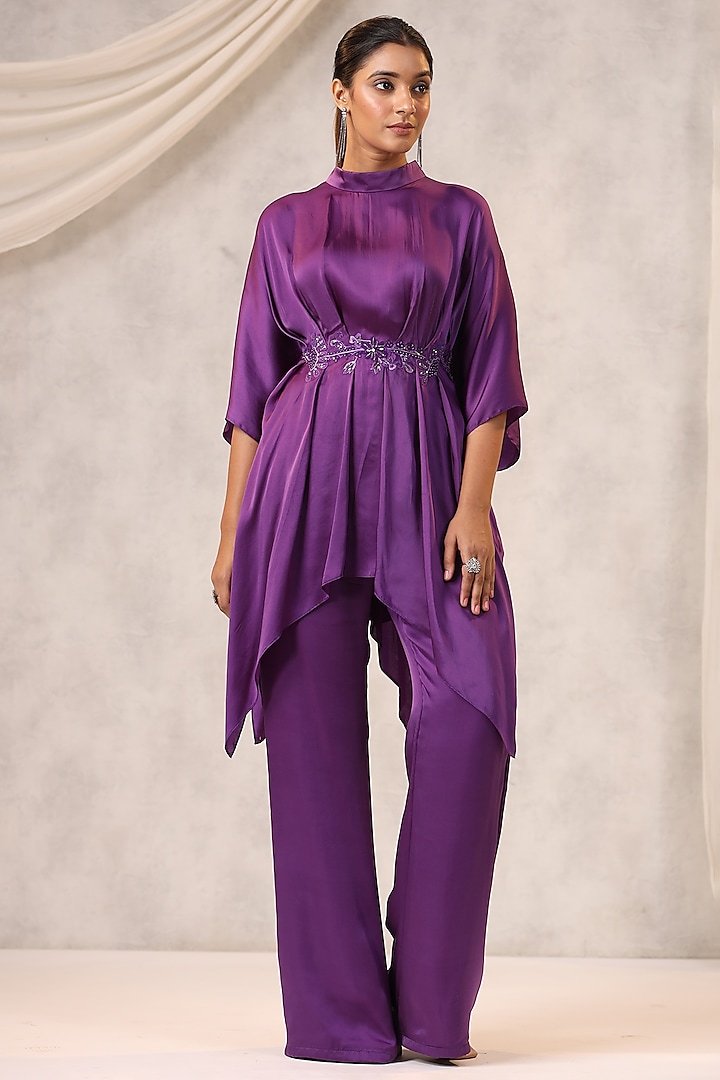 Purple Satin Tunic Set by K-ANSHIKA Jaipur