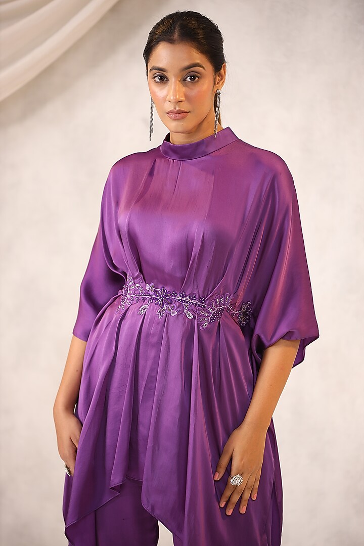 Purple Satin Tunic Set by K-ANSHIKA Jaipur at Pernia's Pop Up Shop