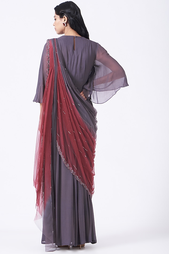 Purple Draped Engagement Gown by K-ANSHIKA Jaipur at Pernia's Pop Up Shop
