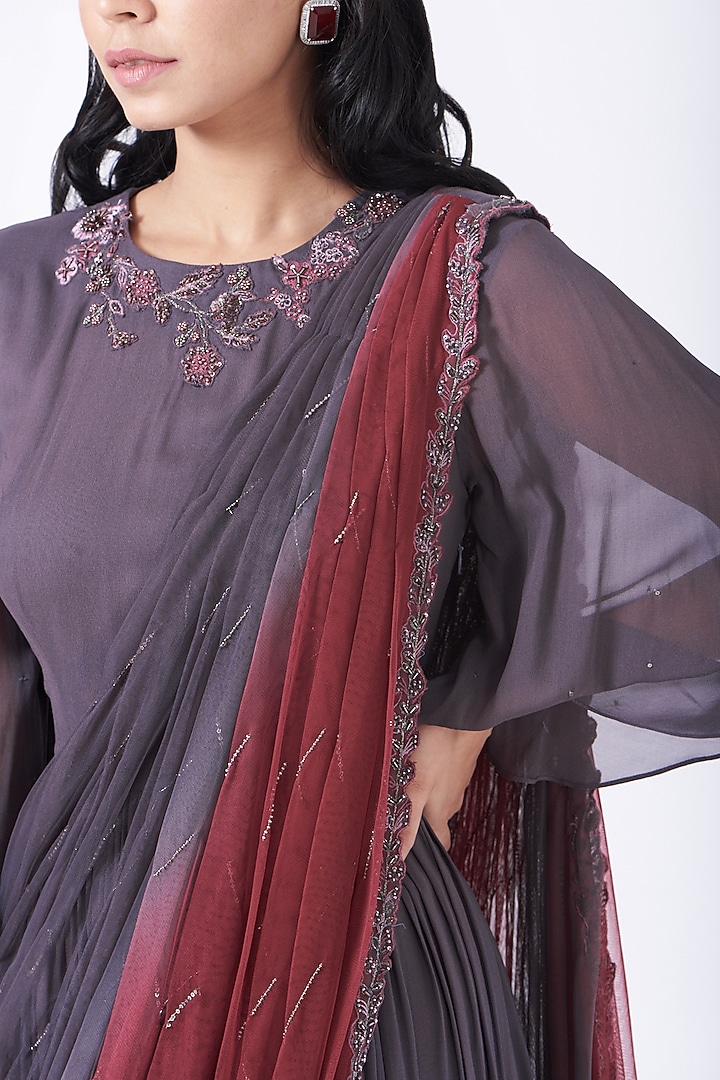 Purple Draped Engagement Gown by K-ANSHIKA Jaipur at Pernia's Pop Up Shop