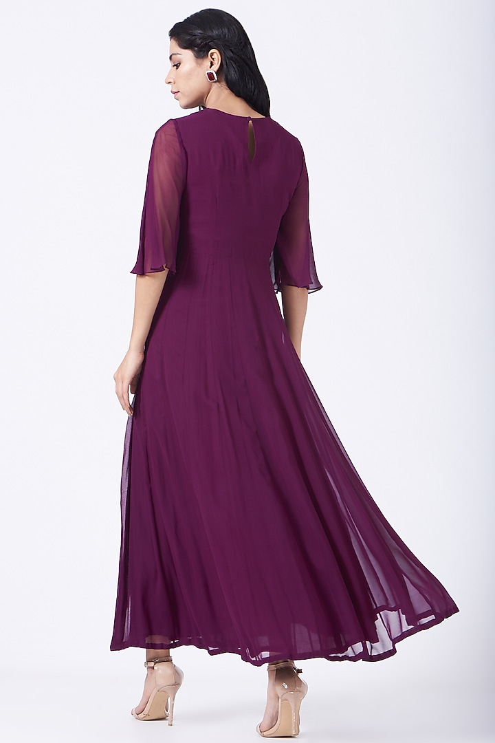Maroon Georgette Party Wear Anarkali by K-ANSHIKA Jaipur at Pernia's Pop Up Shop