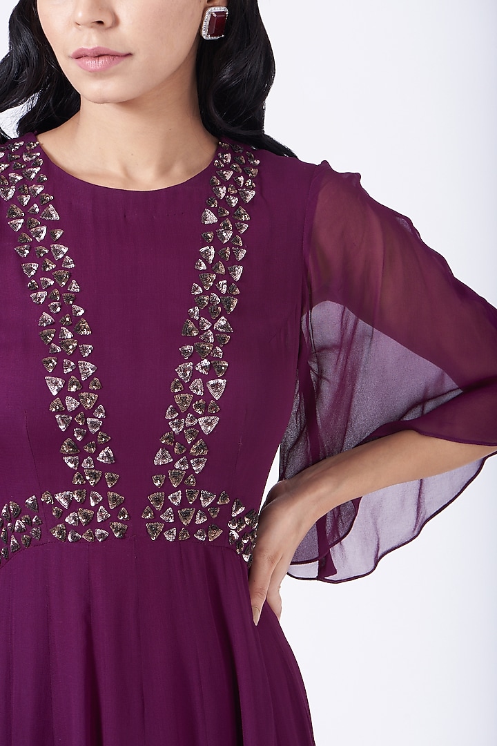 Maroon Georgette Party Wear Anarkali by K-ANSHIKA Jaipur at Pernia's Pop Up Shop