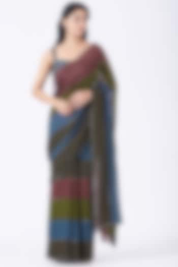 Multi Coloured Georgette Saree Set by K-ANSHIKA Jaipur