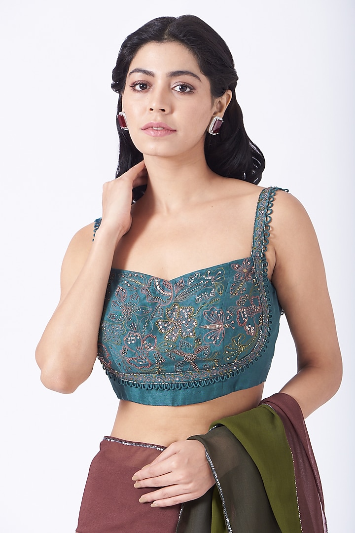 Multi-Colored Georgette Wedding Saree Set by K-ANSHIKA Jaipur at Pernia's Pop Up Shop