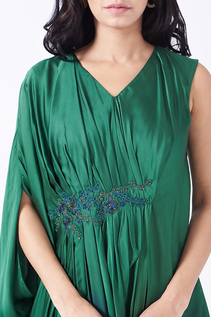 Emerald Green Modal Satin Tunic by K-ANSHIKA Jaipur at Pernia's Pop Up Shop