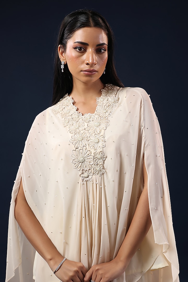 Off-White Georgette Flared Palazzo Set by K-ANSHIKA Jaipur at Pernia's Pop Up Shop