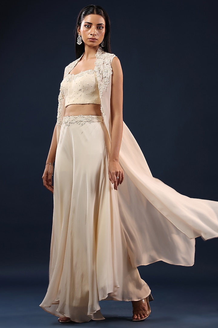 Off-White Organza Palazzo Set by K-ANSHIKA Jaipur at Pernia's Pop Up Shop