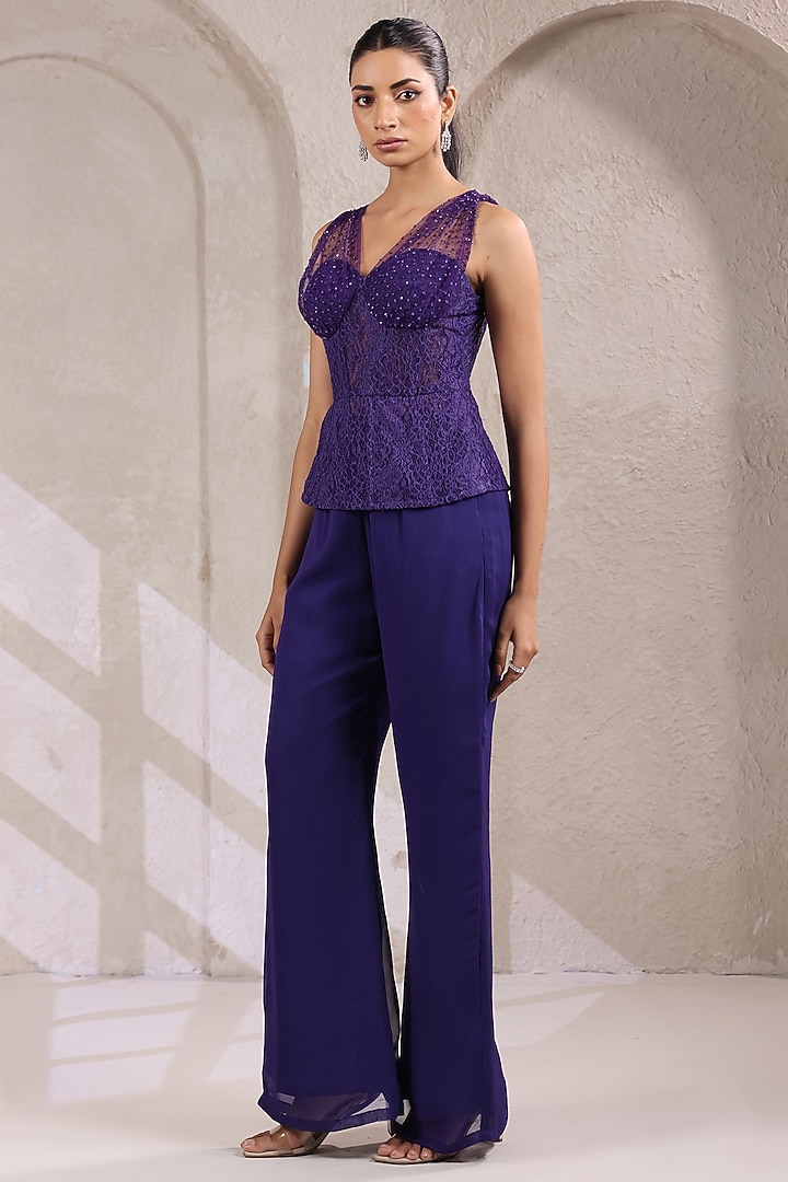 Purple Georgette Co-Ord Set by K-ANSHIKA Jaipur at Pernia's Pop Up Shop