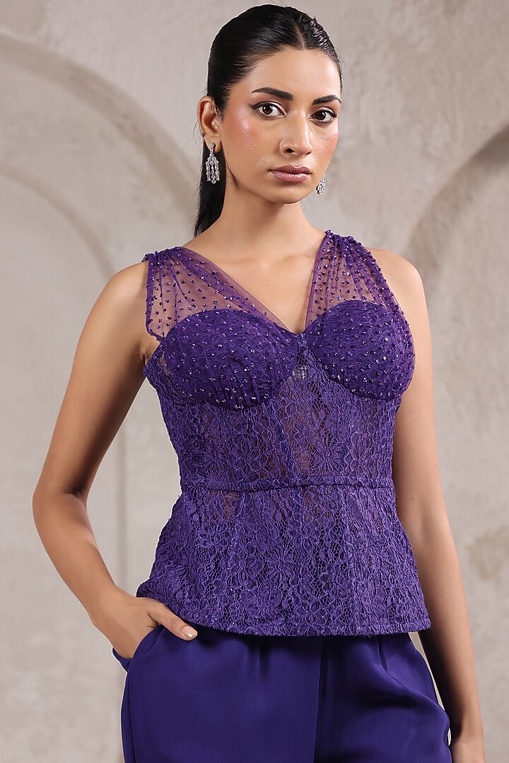 Purple Georgette Co-Ord Set by K-ANSHIKA Jaipur at Pernia's Pop Up Shop