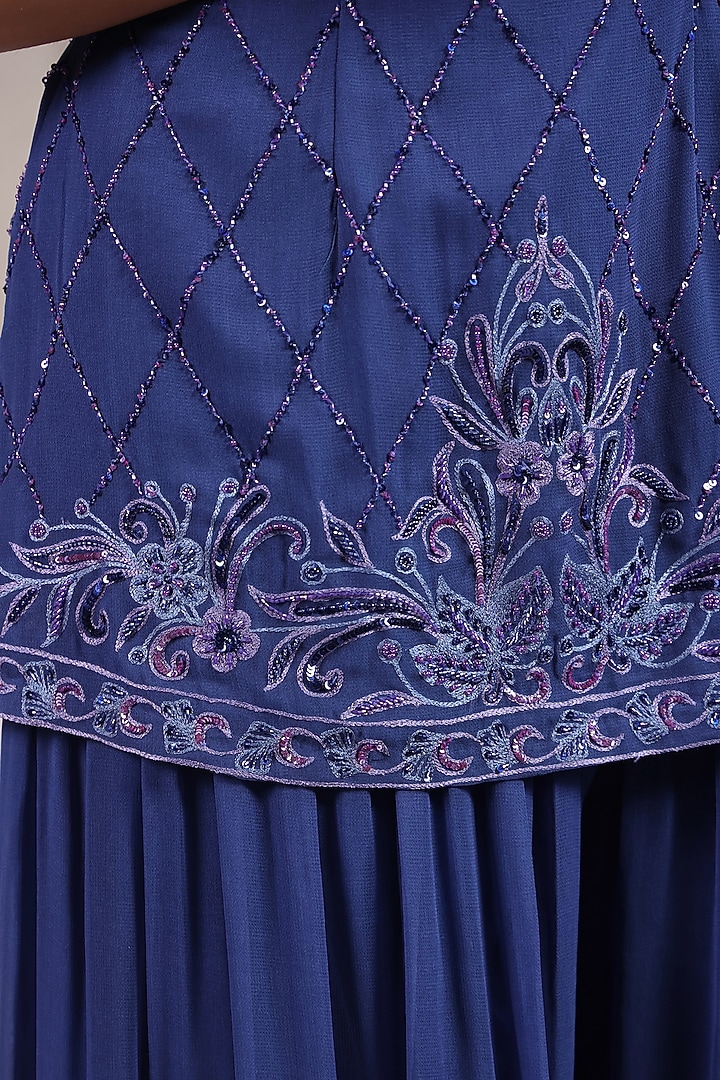 Twilight Blue Georgette Wedding Sharara Set by K-ANSHIKA Jaipur at Pernia's Pop Up Shop