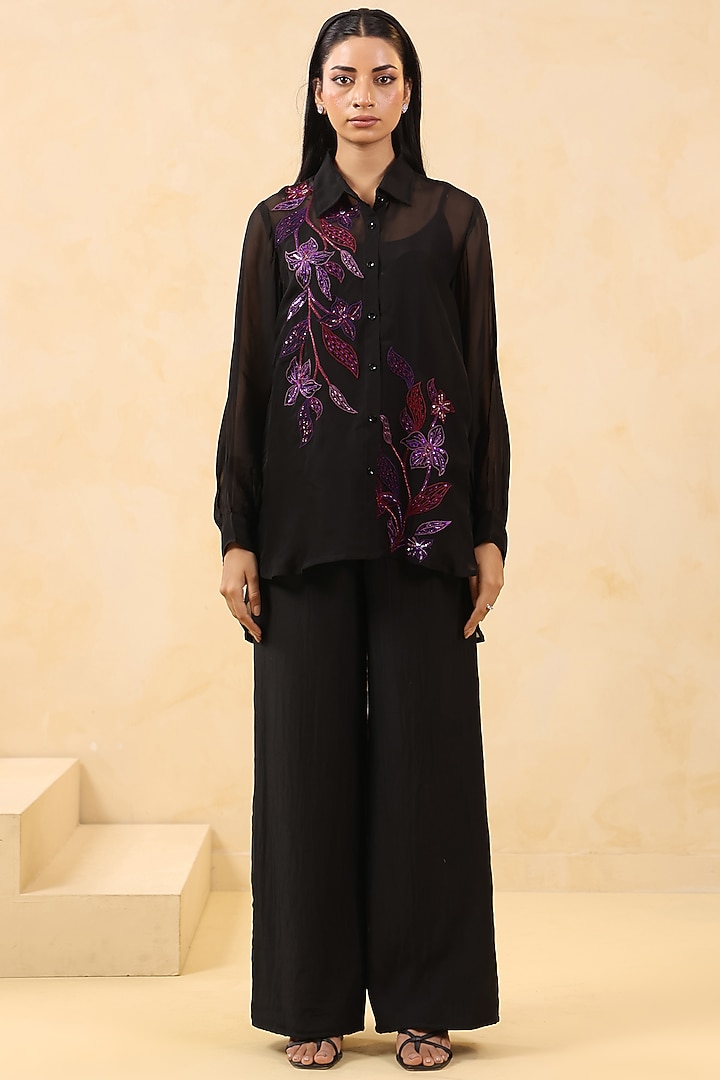 Black Organza Co-Ord Set by K-ANSHIKA Jaipur at Pernia's Pop Up Shop