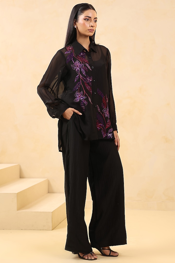Black Organza Co-Ord Set by K-ANSHIKA Jaipur at Pernia's Pop Up Shop