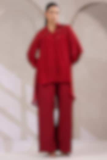 Red Organza Co-Ord Set by K-ANSHIKA Jaipur at Pernia's Pop Up Shop