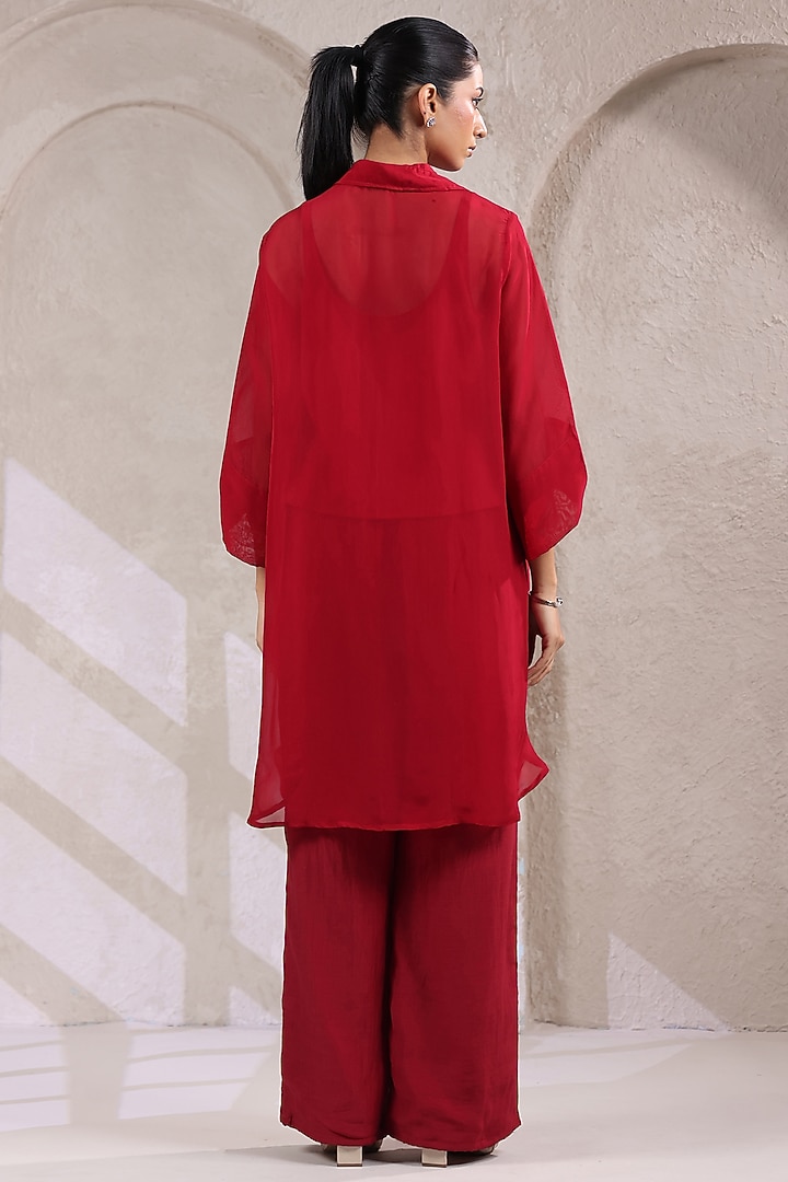 Red Organza Co-Ord Set by K-ANSHIKA Jaipur at Pernia's Pop Up Shop