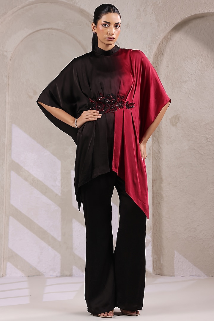 Black Satin Pant Set by K-ANSHIKA Jaipur at Pernia's Pop Up Shop