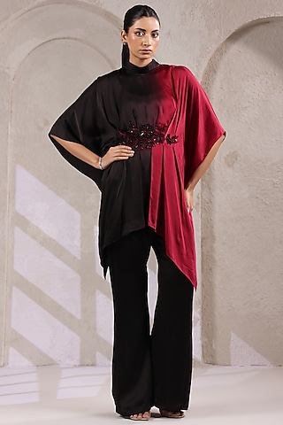 Black Satin Pant Set by K-ANSHIKA Jaipur
