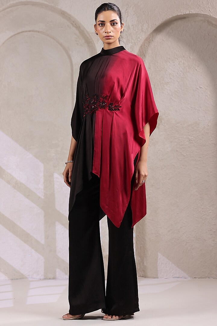 Black Satin Pant Set by K-ANSHIKA Jaipur at Pernia's Pop Up Shop