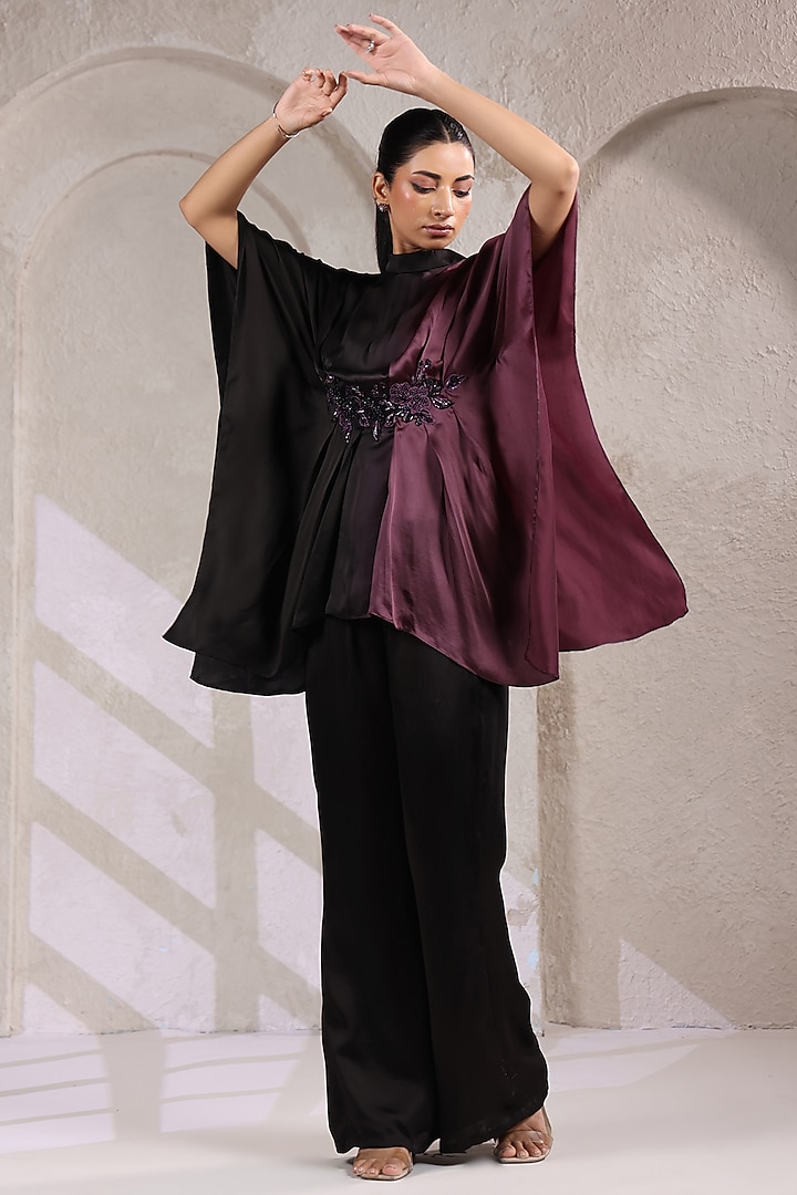 Black Satin Pant Set by K-ANSHIKA Jaipur at Pernia's Pop Up Shop