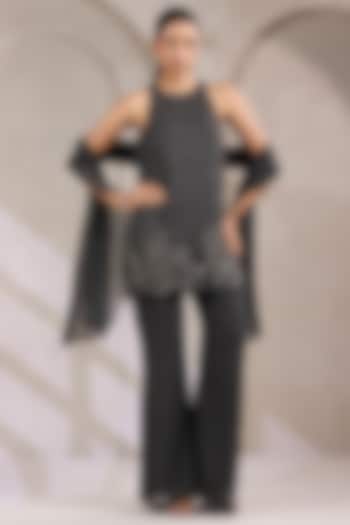 Grey Georgette Party Wear Sharara Set by K-ANSHIKA Jaipur at Pernia's Pop Up Shop