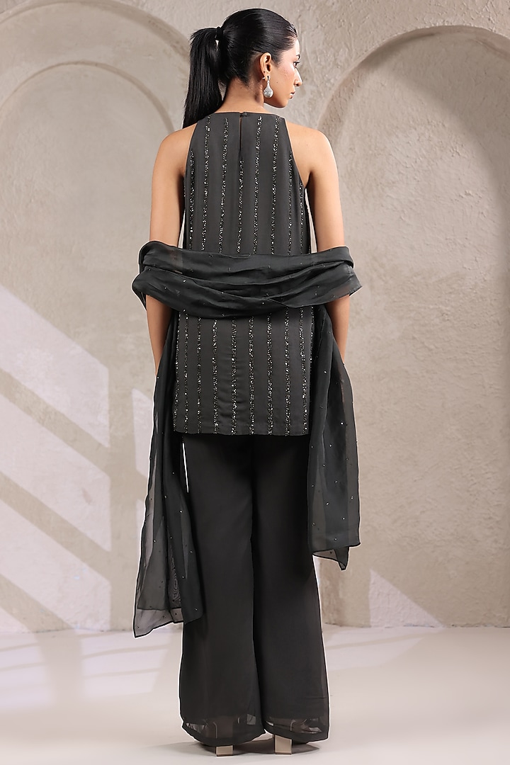 Grey Georgette Party Wear Sharara Set by K-ANSHIKA Jaipur at Pernia's Pop Up Shop