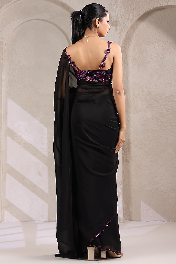 Black Organza Party Wear Saree Set by K-ANSHIKA Jaipur at Pernia's Pop Up Shop