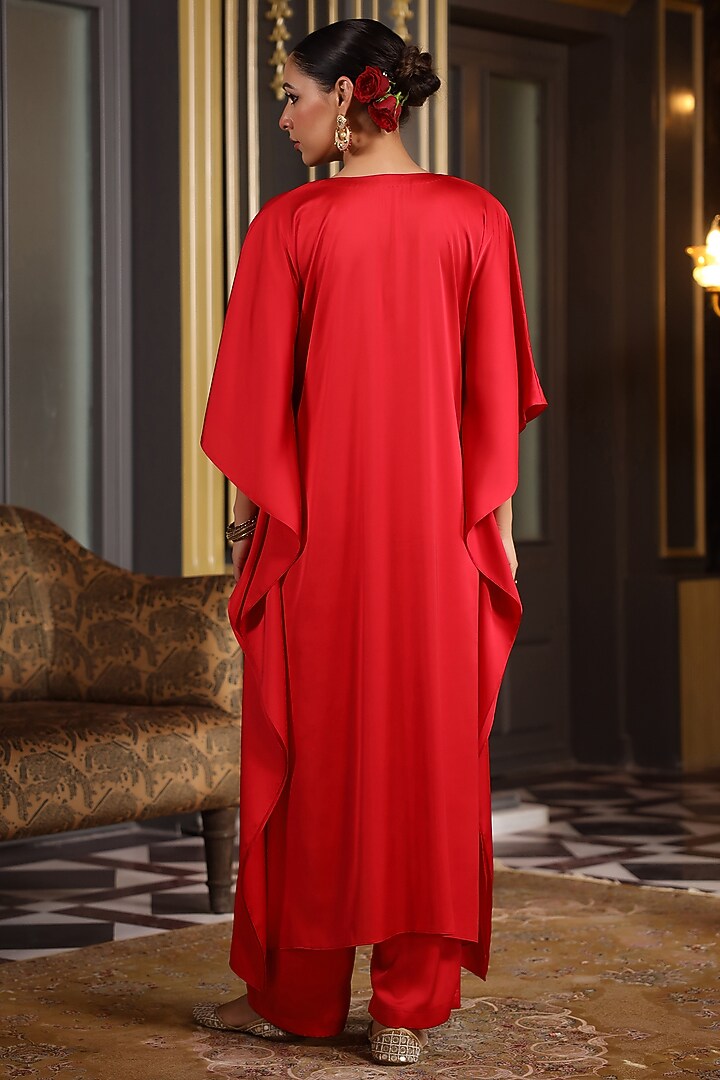 Red Emporio Satin Pant Set by K-ANSHIKA Jaipur at Pernia's Pop Up Shop
